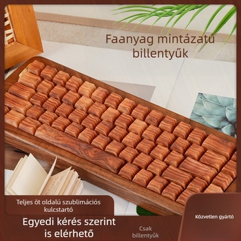 PBT kulcshüvelyek diófa mintával, oldalsó gravírozott sublimációs karakterek, átlátszó, kompatibilis univerzális mechanikus billentyűzettel