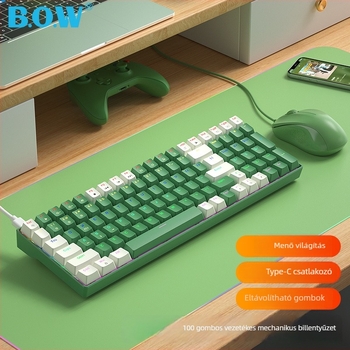 B.O.W Hot-Swappable 100-billentyűs mechanikus billentyűzet, USB-kábeles csatlakozás, RGB háttérvilágítás (G100U)