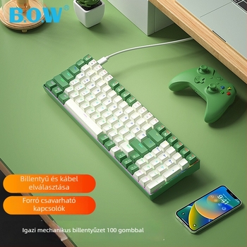 B.O.W Hot-Swappable 100-billentyűs mechanikus billentyűzet, USB-kábeles csatlakozás, RGB háttérvilágítás (G100U)
