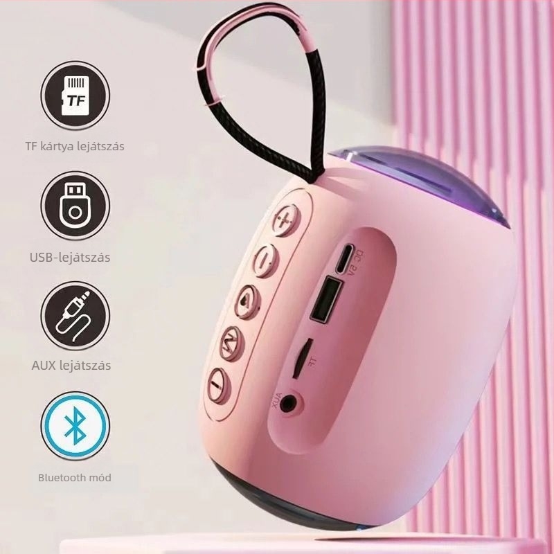 Vezeték nélküli Bluetooth hangszóró erőteljes mélynyomóval, kiváló hangzás (Bluetooth, 100 Hz–20 kHz, SNR ≥70 dB, IPX7, ABS ház)