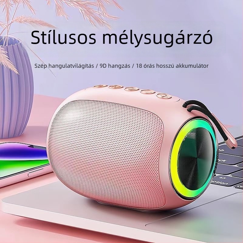 Vezeték nélküli Bluetooth hangszóró erőteljes mélynyomóval, kiváló hangzás (Bluetooth, 100 Hz–20 kHz, SNR ≥70 dB, IPX7, ABS ház)