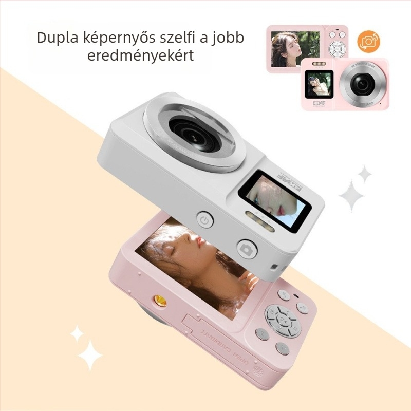 64 MP kompakt digitális kamera, 18× optikai zoom, ultra vékony kialakítás, CMOS szenzor, 2,8 hüvelykes LCD, TF-kártya