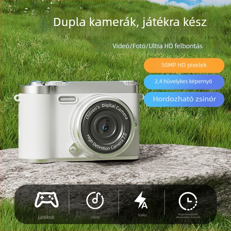 HD felbontású, kétkamerás selfie kamera CCD-vel, retro digitális kamera egyetemistáknak