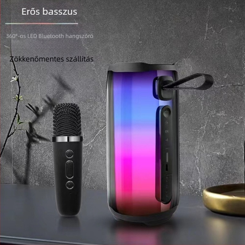 Pulse PLUSE5 Vezeték nélküli Bluetooth hangfal, teljes RGB világítással, mélybasszus, karaoke mikrofon, sztereó