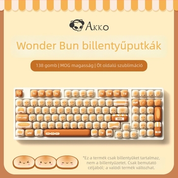Mechanikus billentyűzethez való kulcskap készlet, Steamed Bread Paradise téma, keresztszerű sapkák, több mint 98 billentyű, ötoldalas hőszublimáció, univerzális kompatibilitás
