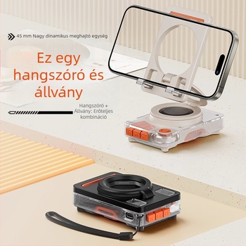 M2 hajlékony Bluetooth hangszóró telefonállvánnyal, 5W, Bluetooth 5.3, beépített 1200–2000 mAh akkumulátor, frekvenciatartomány 20 Hz–20 kHz