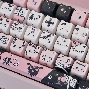 Numerikus billentyűzethez való gombfej – macska fej dizájn, öt oldalú szublimáció, zöld tengely, Bluetooth-kompatibilis