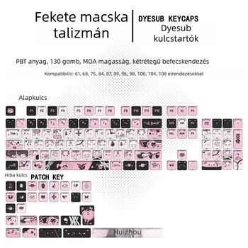Numerikus billentyűzethez való gombfej – macska fej dizájn, öt oldalú szublimáció, zöld tengely, Bluetooth-kompatibilis