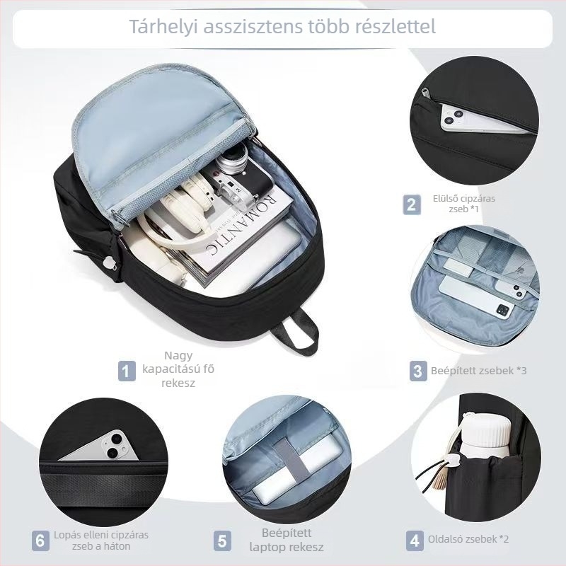 Hátizsák mindennapi használatra, uniszex, 20–35 L kapacitás, Oxford anyag, poliészter bélés, kompatibil 13 hüvelykes laptophoz