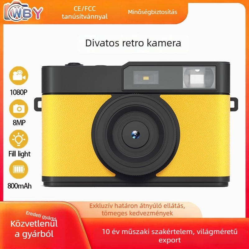 Kompakt retro kamera fényképezéshez és videózáshoz, gyerekeknek és diákoknak, hordozható