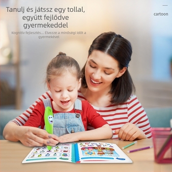 Pont-olvasó toll a korai oktatáshoz, könyv-kártya olvasóval, interaktív hang- és érintésfunkcióval, 4–6 éves gyerekeknek
