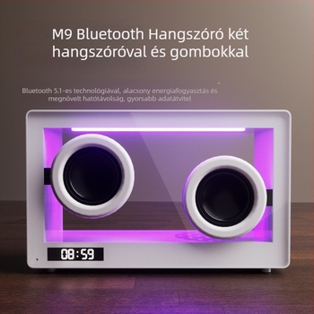 Hordozható Bluetooth asztali hangszóró, duál sztereó hangszórókkal, 6W, frekvenciatartomány 100 Hz–20 kHz, SNR ≥85 dB, beépített 800–1000 mAh akkumulátor