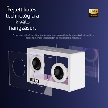 Hordozható Bluetooth asztali hangszóró, duál sztereó hangszórókkal, 6W, frekvenciatartomány 100 Hz–20 kHz, SNR ≥85 dB, beépített 800–1000 mAh akkumulátor
