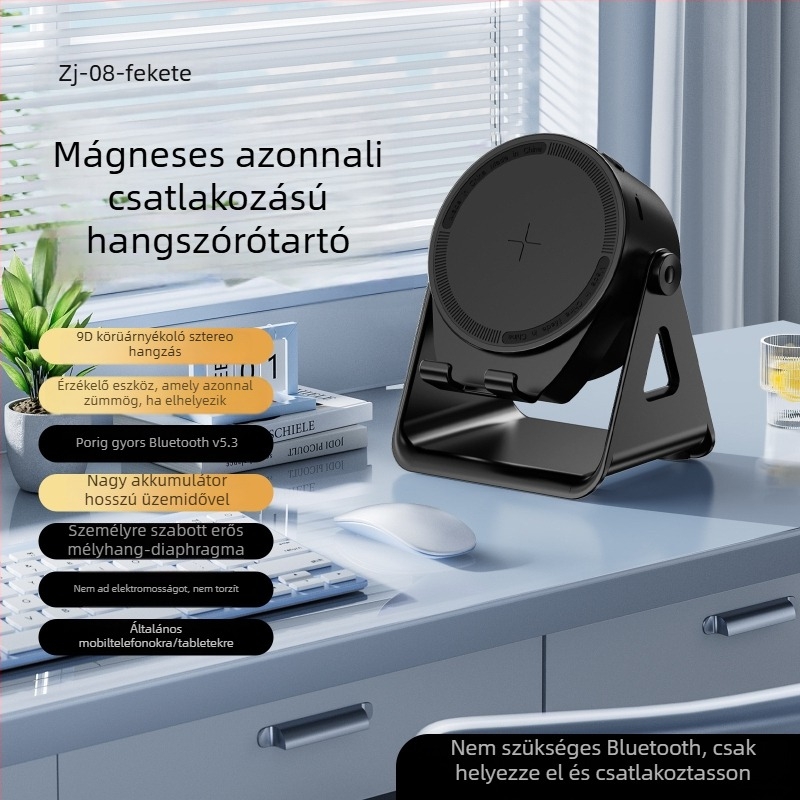 Bluetooth hangszóró LED-es fényekkel és asztali tartóval – beépített akkumulátor 1000–1200 mAh, Bluetooth 5.3, frekvencia 20 Hz–20 kHz, SNR ≥85 dB, hatótáv 10 m