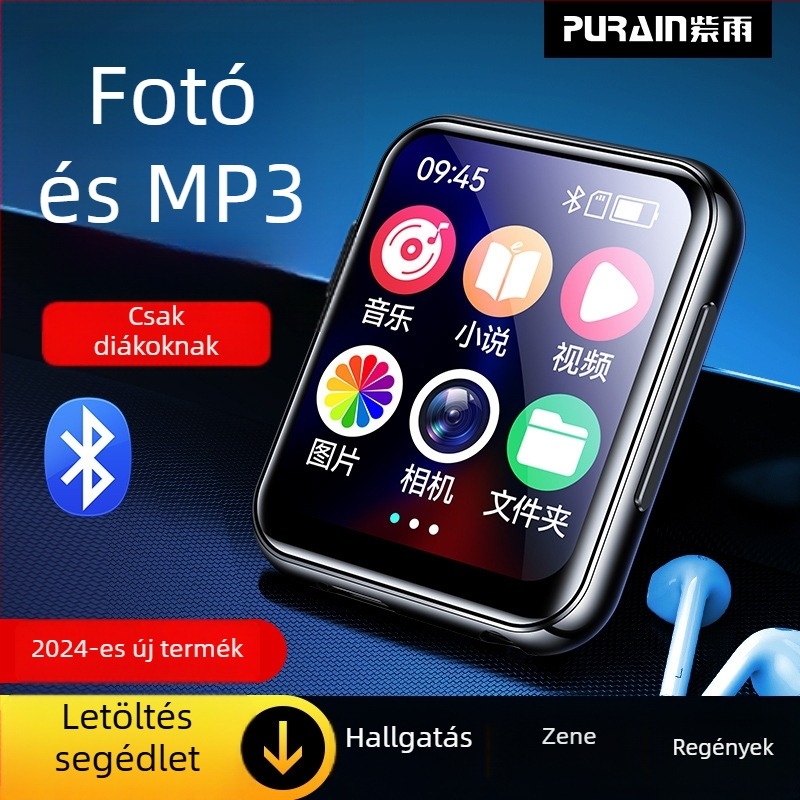 Purple Rain M2 Digitális kamera diákoknak: MP3, rádió, regényolvasó, szótár és fordítás, HD videó, Bluetooth