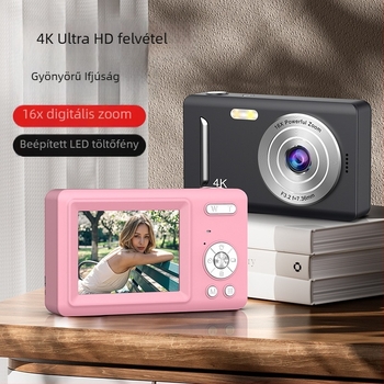 CCD digitális kamera, hordozható HD felvételi kamera utazásokhoz, kompakt, 16× optikai zoom és 16× digitális zoom