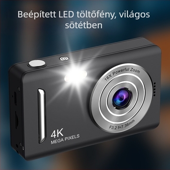 CCD digitális kamera, hordozható HD felvételi kamera utazásokhoz, kompakt, 16× optikai zoom és 16× digitális zoom