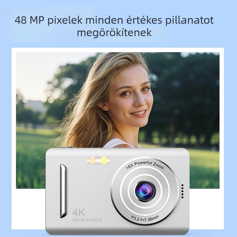 CCD digitális kamera, hordozható HD felvételi kamera utazásokhoz, kompakt, 16× optikai zoom és 16× digitális zoom