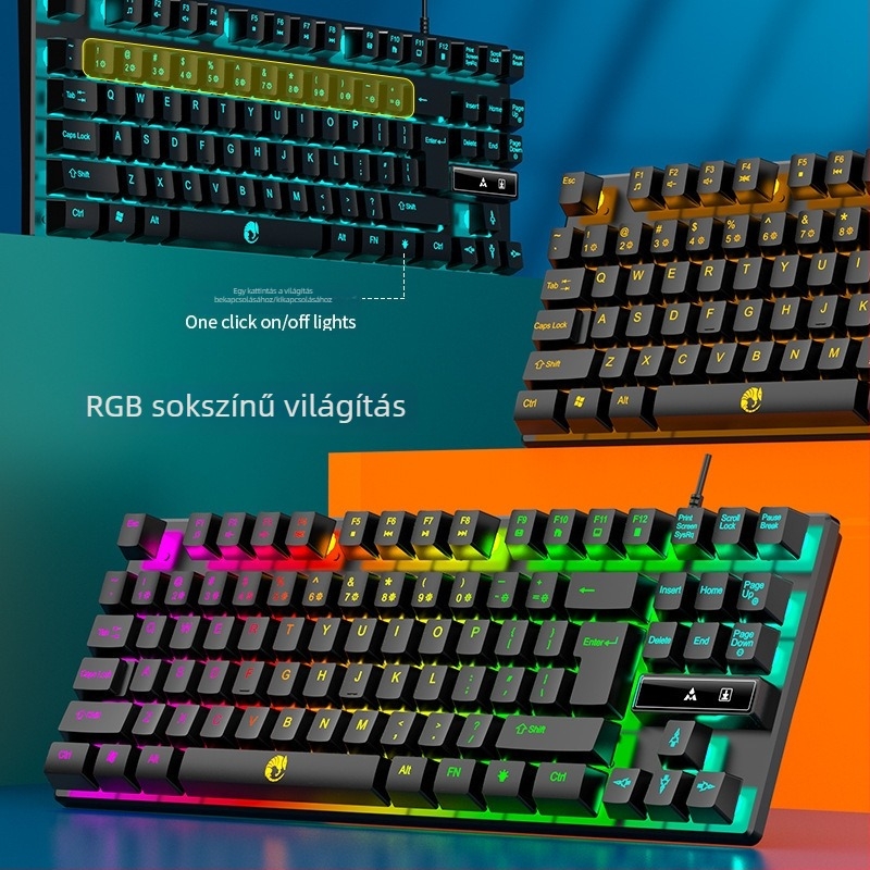 LIMEIDE 87 billentyűs vezetékes gaming billentyűzet RGB háttérvilágítással, vízálló