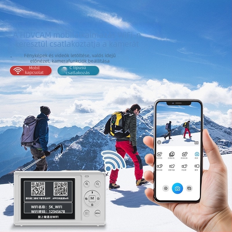 S90pro optikai zoomos kamera Wi‑Fi-vel, 4K videó, hordozható digitális fényképezőgép