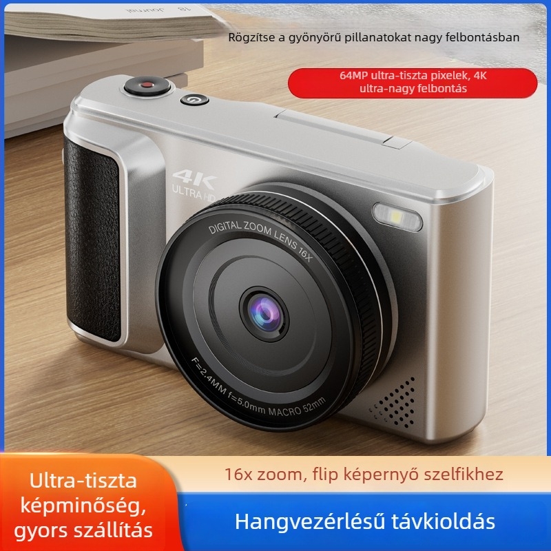 Bevezető szintű tükör nélküli kamera forgatható kijelzővel, önképhez és vlogoláshoz, ideális diákok számára