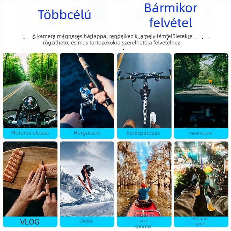 Kompakt viselhető HD kamera háziállatok és gyerekek számára, mellkas- vagy nyakszíjon viselve, kültéri felvételhez, 1080p, 2MP, 3.6mm objektív, 107 g