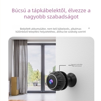 X10 modellű vezeték nélküli Wi‑Fi kamera éjszakai látással, 720p/1080p felbontás, távoli megfigyelés, akkumulátor élettartama 50–60 perc