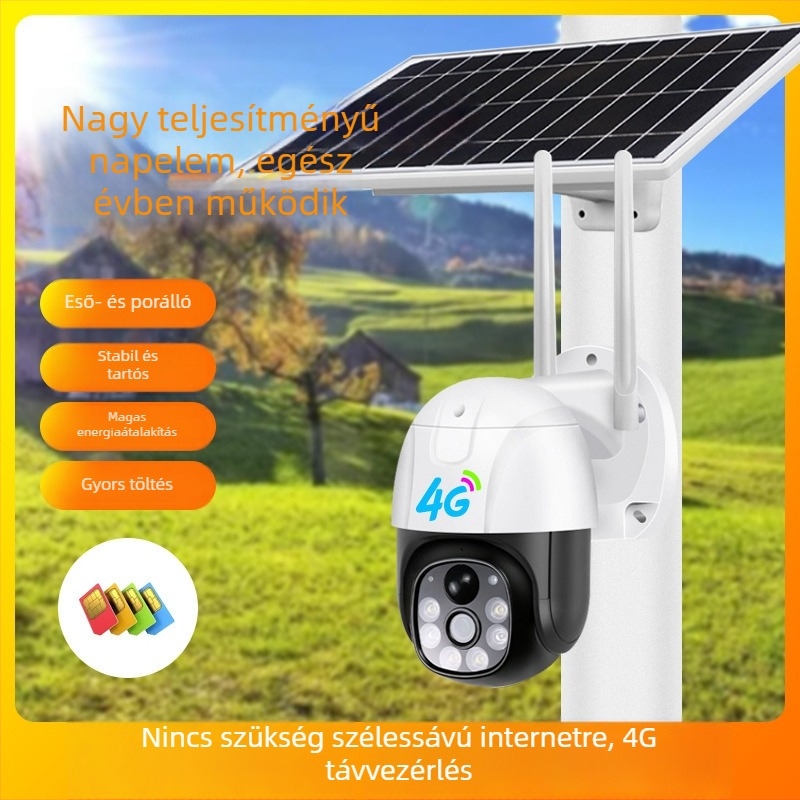 V380 kültéri napelemes kamera, éjjellátással, 1080p, 4G, alacsony energiafogyasztás, okos otthoni megfigyelés