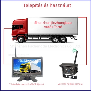 HD vezeték nélküli hátrameneti kép rendszer, Modell 7012, LCD 800x480, Analóg/Digitális bemenet, 24V