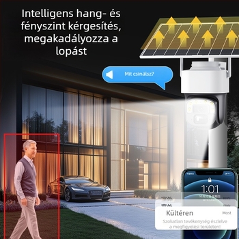 Napelemes 4G megfigyelő kamera beltérre és kültérre, 360° éjjellátás, HD