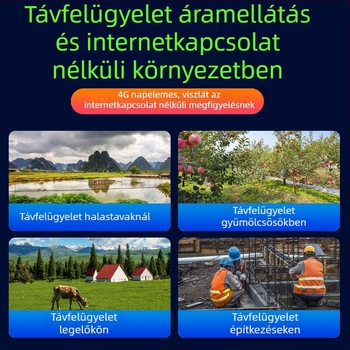 4G napelemes kültéri kamera, távoli megfigyeléssel, HD éjszakai látás, 360 fokos lefedettség