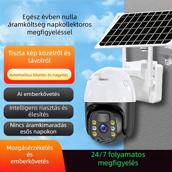 Kültéri napelemes IP kamera, vízálló, 360°-os megfigyelés, HD