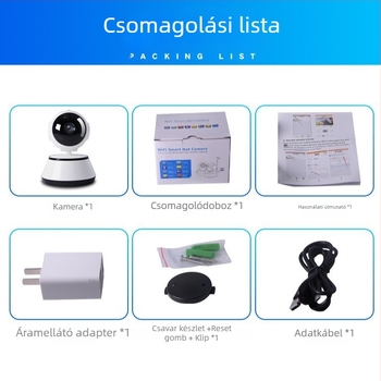 Okos WiFi PTZ kamera 360° forgatással, éjjellátás, 1280x960 felbontás, riasztási értesítés, beltéri