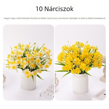 Nárcisz művirágcsokor, műanyag anyag és puha ragasztó, injekciós öntéses, kültéri használatra, kellék fotózáshoz és otthoni dekorációhoz