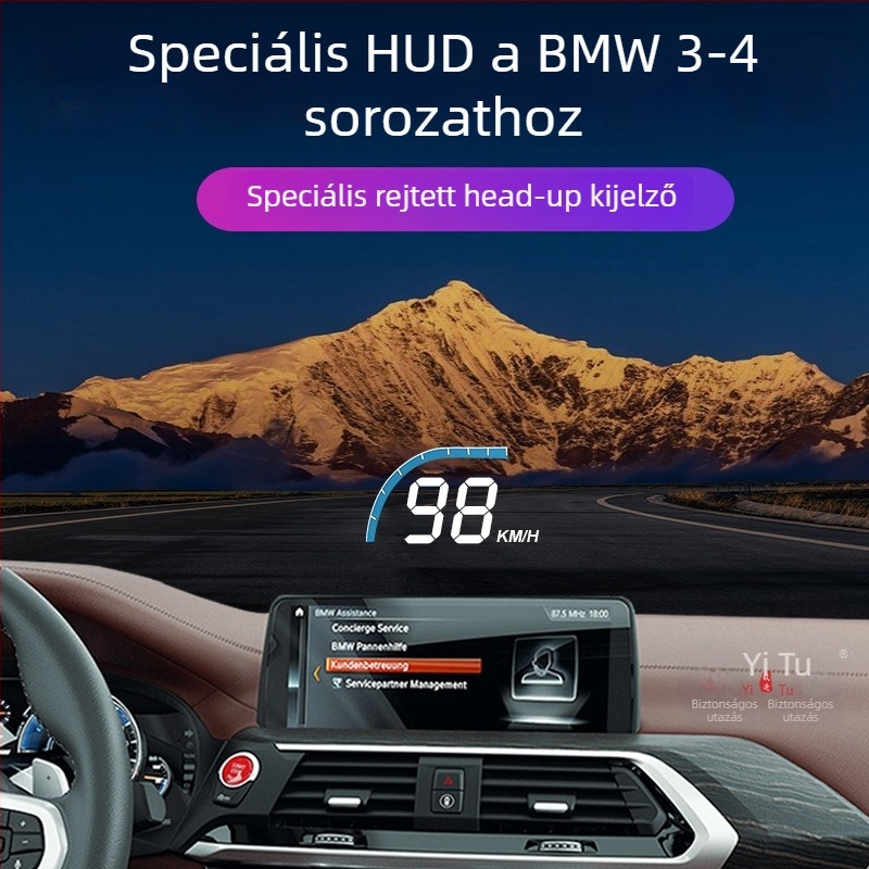 Yitu autó LCD kijelző – Rejtett HUD a BMW 3-4 sorozathoz, sebesség-projekció