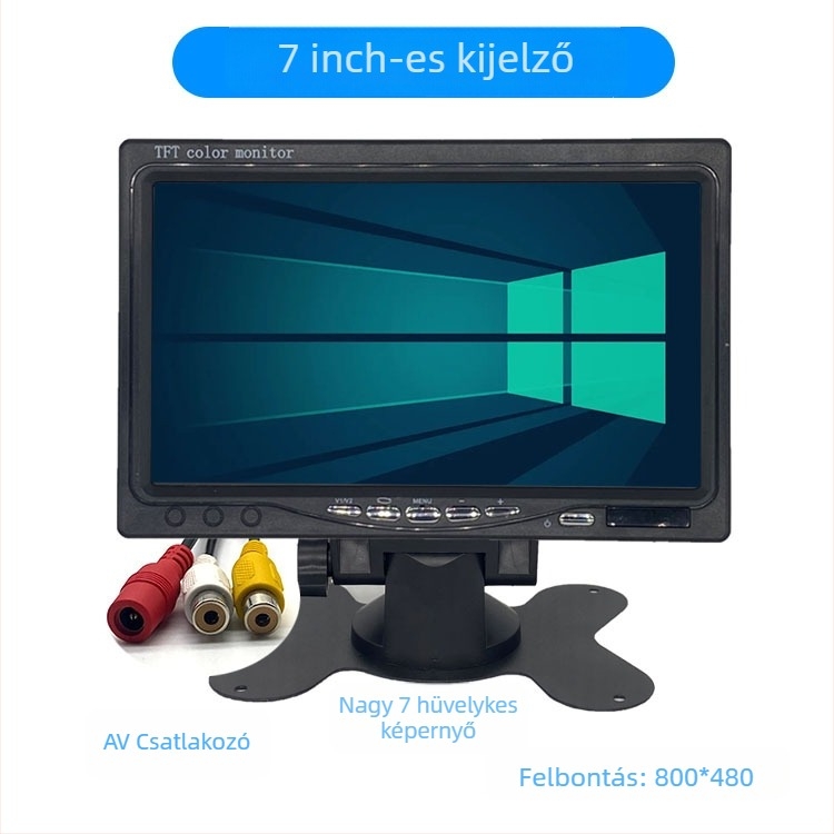 Autó LCD kijelző 7003, LED kijelző, 800x480/1024x600 felbontás, általános N/P rendszer kompatibilitás, analóg bemenet