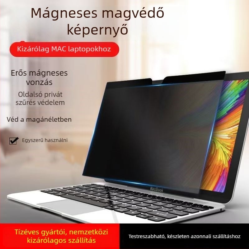 Mágneses magánéletvédelmi képernyőfilm MacBook Pro és Air számára — PET anyag, képernyőfilm