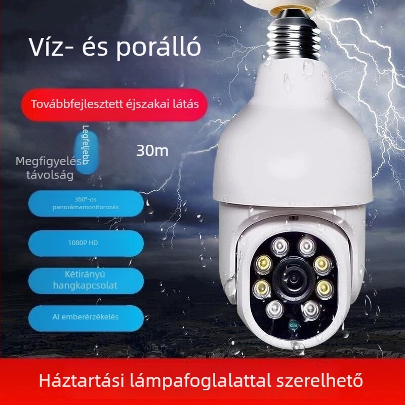 OKAM Kismadár Sas: 4G Wi-Fi, 360° HD színes éjjellátás, izzó alakú kültéri megfigyelő kamera