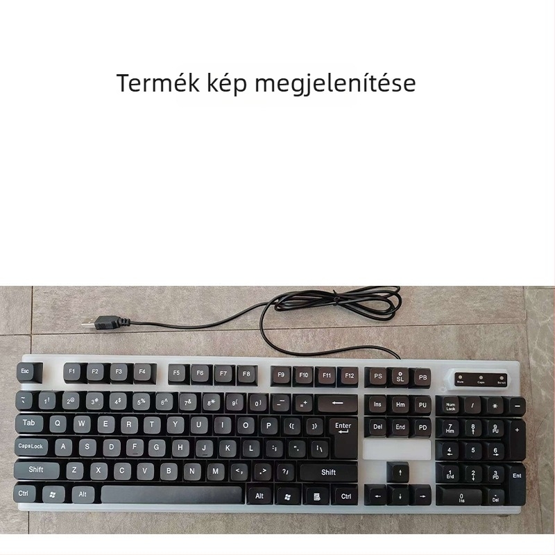 Kábeles billentyűzet és egér készlet, USB-kapcsolattal, több mint 98 billentyű, ABS ház, egyszínű háttérvilágítás