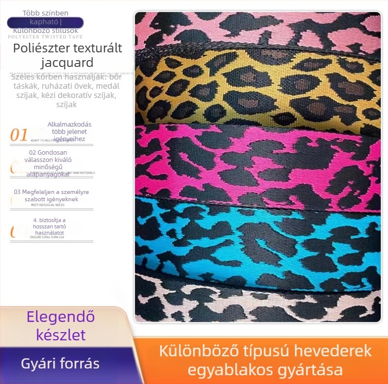3,8 cm leopard mintás jacquard szalag ruházati kiegészítők, állatpóráz és poliészter szalag