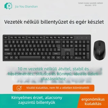 Vezeték nélküli billentyűzet és egér készlet, ultra vékony és csendes, háttérvilágítás, USB interfészek, modell 810, noteszgépre/otthoni használatra