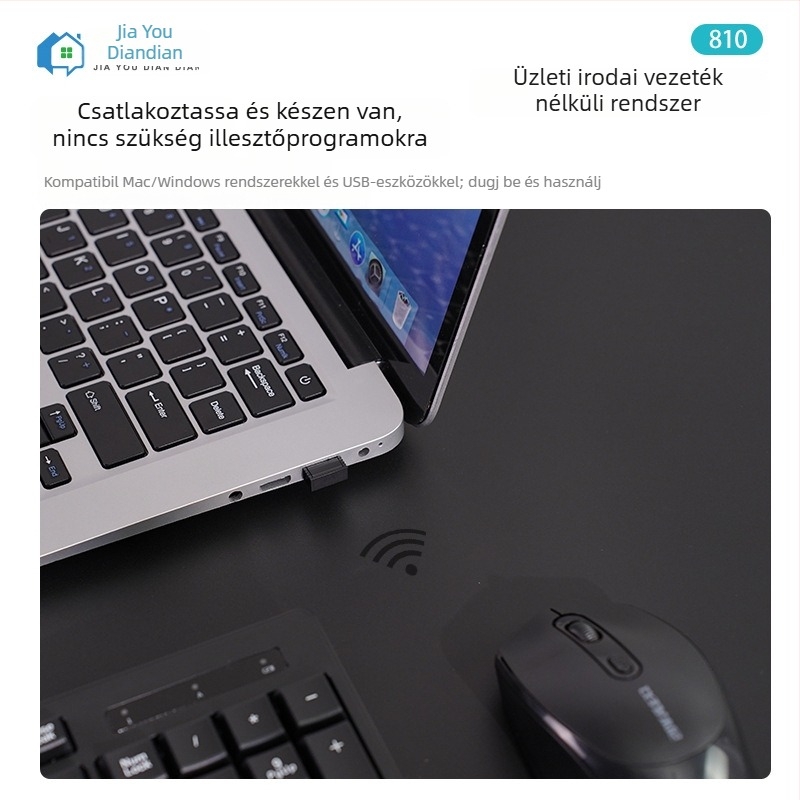 Vezeték nélküli billentyűzet és egér készlet, ultra vékony és csendes, háttérvilágítás, USB interfészek, modell 810, noteszgépre/otthoni használatra