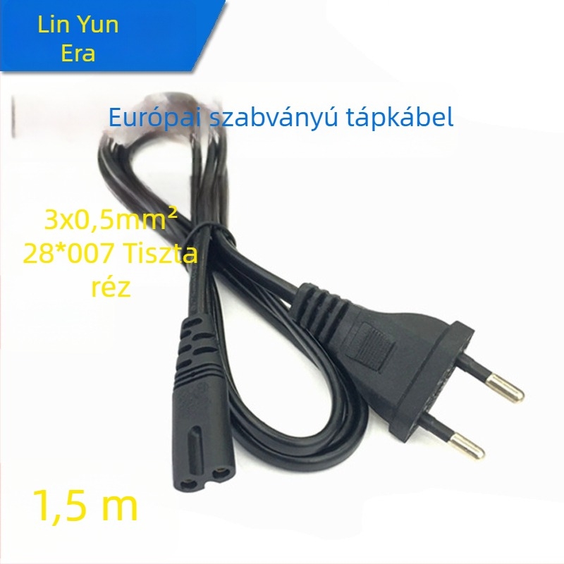 Kamera tápkábel 1,5 m hosszú, európai két körös dugóval, 2×0,75 mm²