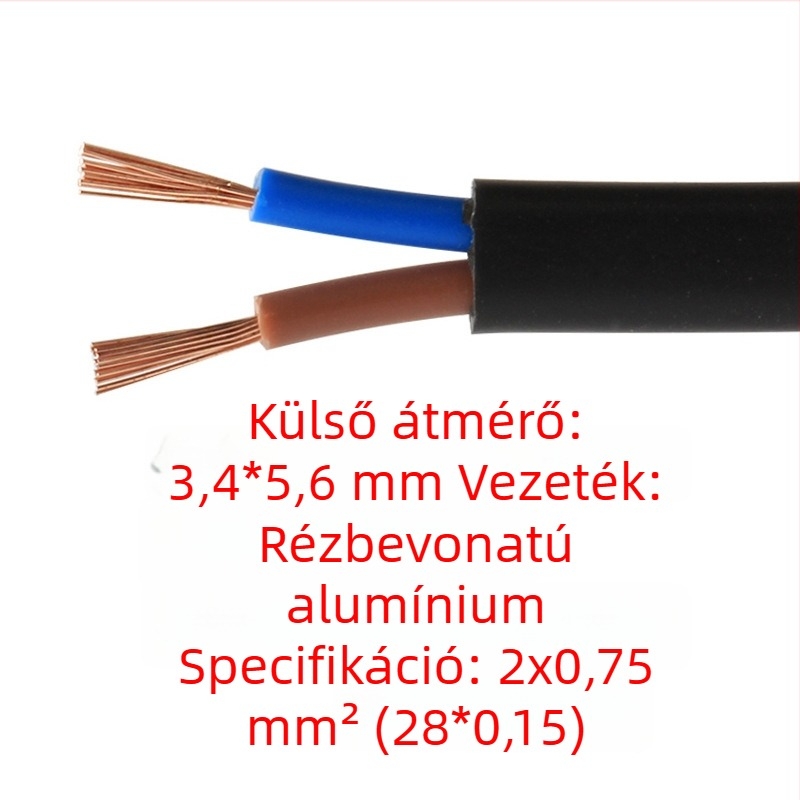 Kamera tápkábel 1,5 m hosszú, európai két körös dugóval, 2×0,75 mm²