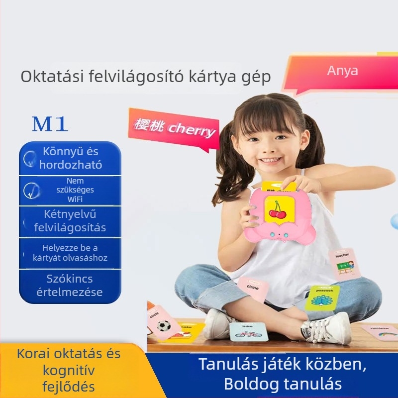 Kétnyelvű oktató zenei tanulójáték 4–6 éveseknek, ABS tokozás, memória nélküli, lítium elem, tanulókártyákkal