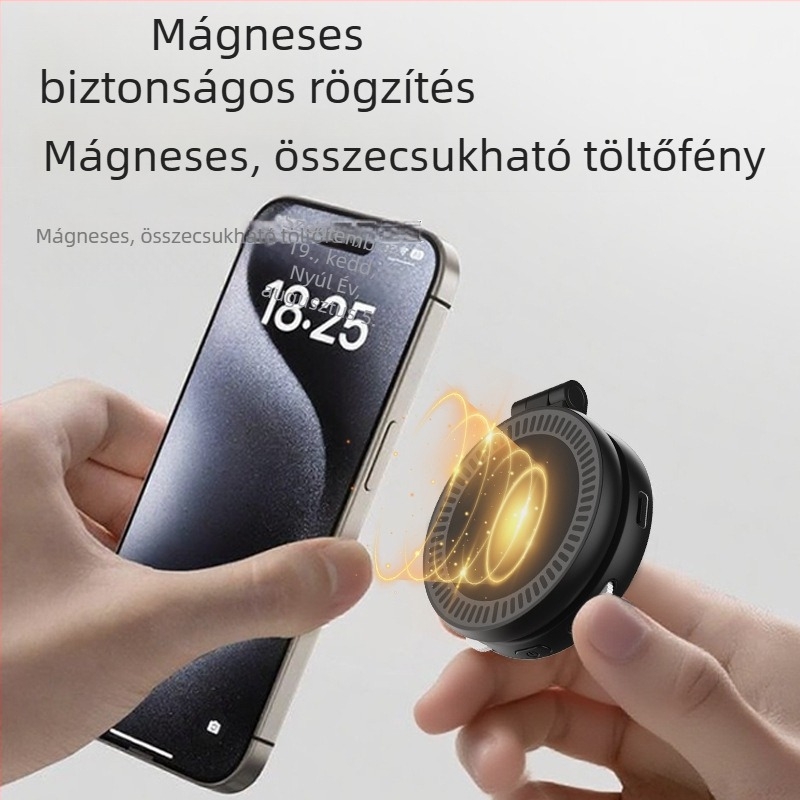 Mágneses összecsukható LED világítás kültéri élő közvetítéshez telefon-tartóval, állítható színhőmérséklet 2500–9900K, 2W, 5V, beépített akkumulátor, kézi használat