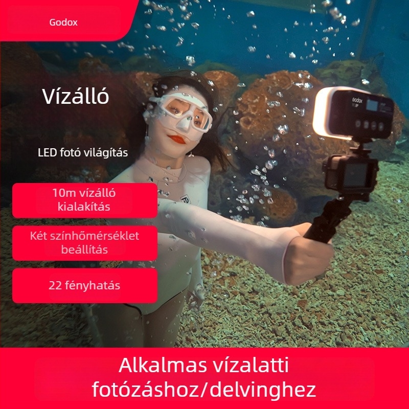 Shenniu WL8P LED Töltőfény Professzionális Fotózáshoz, IP68 Vízálló, Beépített Akkumulátor, 10W