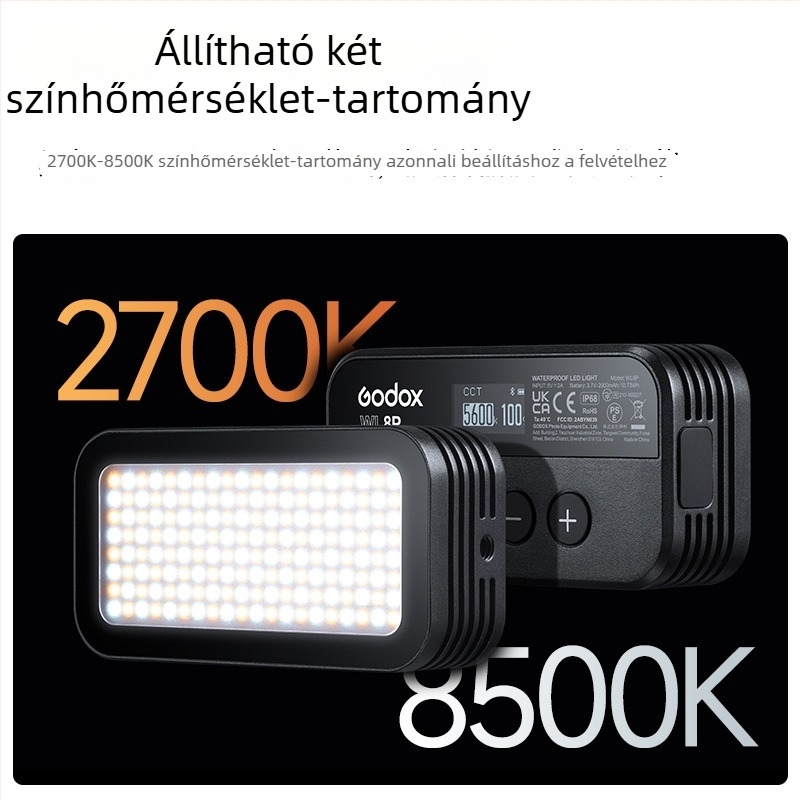 Shenniu WL8P LED Töltőfény Professzionális Fotózáshoz, IP68 Vízálló, Beépített Akkumulátor, 10W