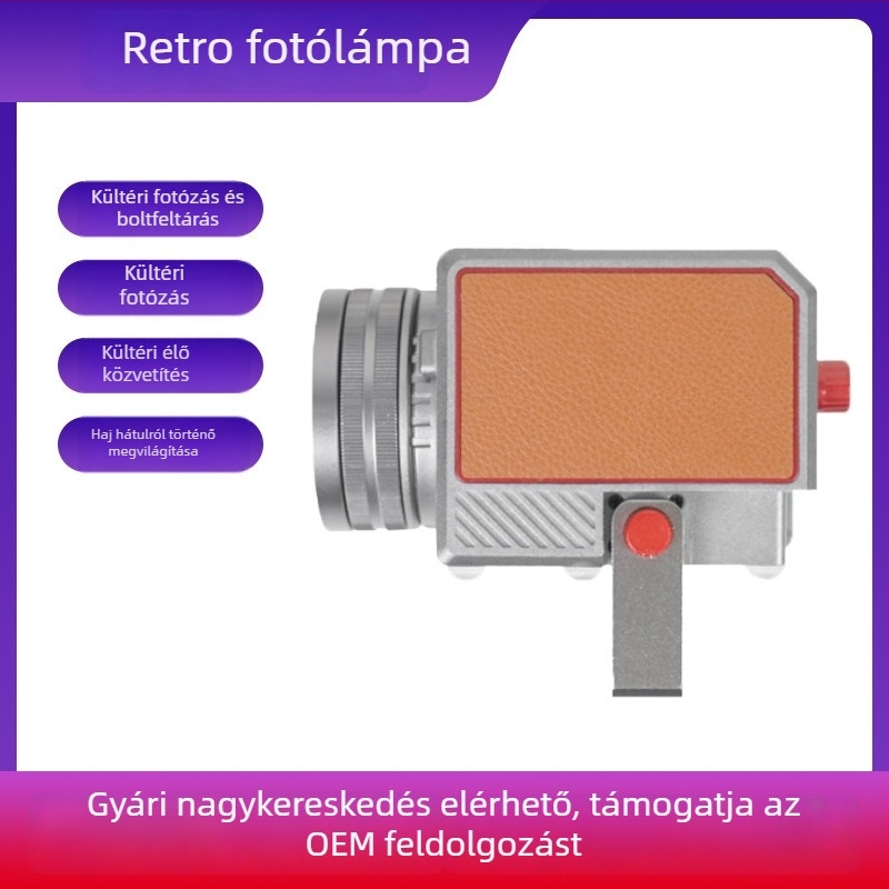 Új retro LED világítás fotózáshoz kültéri felvételekhez — hordozható, lágy fény, állítható szín
