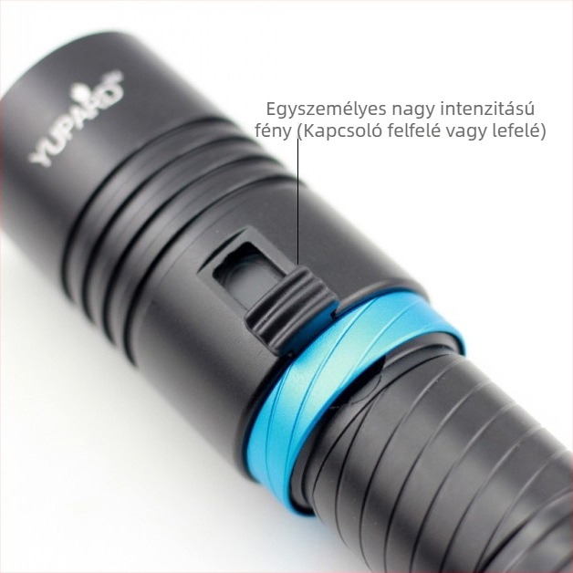L2 LED búvár zseblámpa, alumíniumöntvény, hatótáv 200–500 m, 26650 akkumulátor, többfunkciós